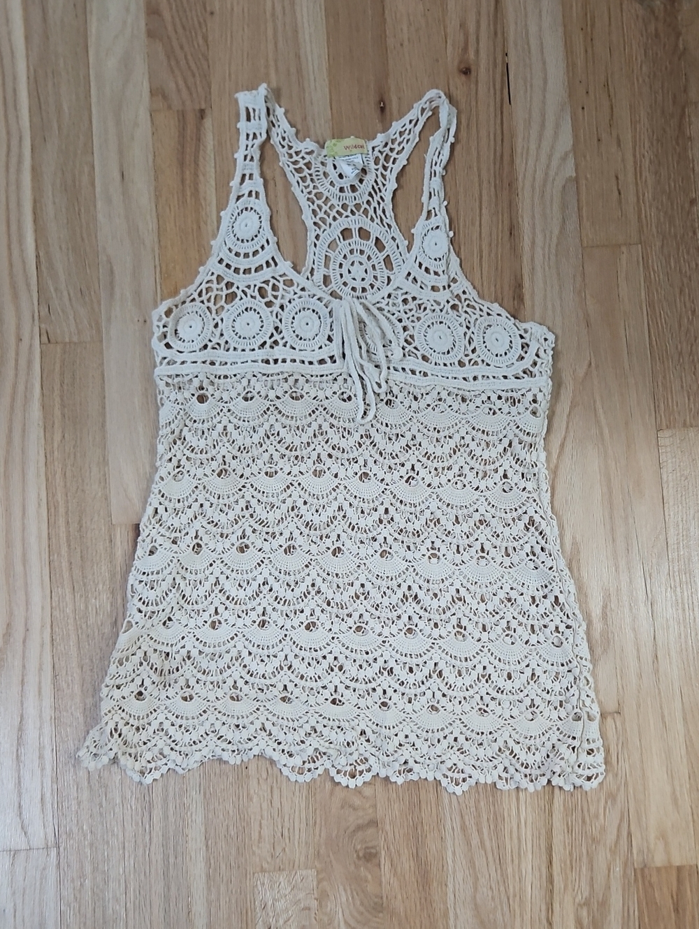 Crochet Racerback Camisole Top - Cream